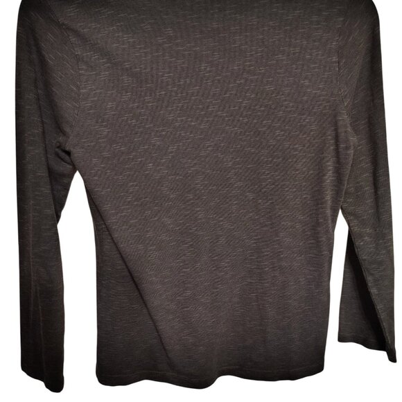 Toad & Co. Small Gray Henley Shirt, Organic Cotton Tencel Spandex Women V Neck - Picture 3 of 4